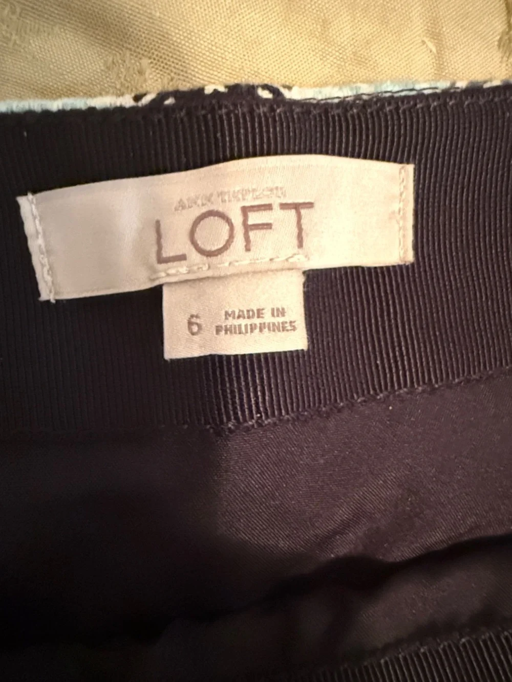 LOFT Geometric Multi-Color Knit Mini Skirt - Yellow, Black & Light Blue